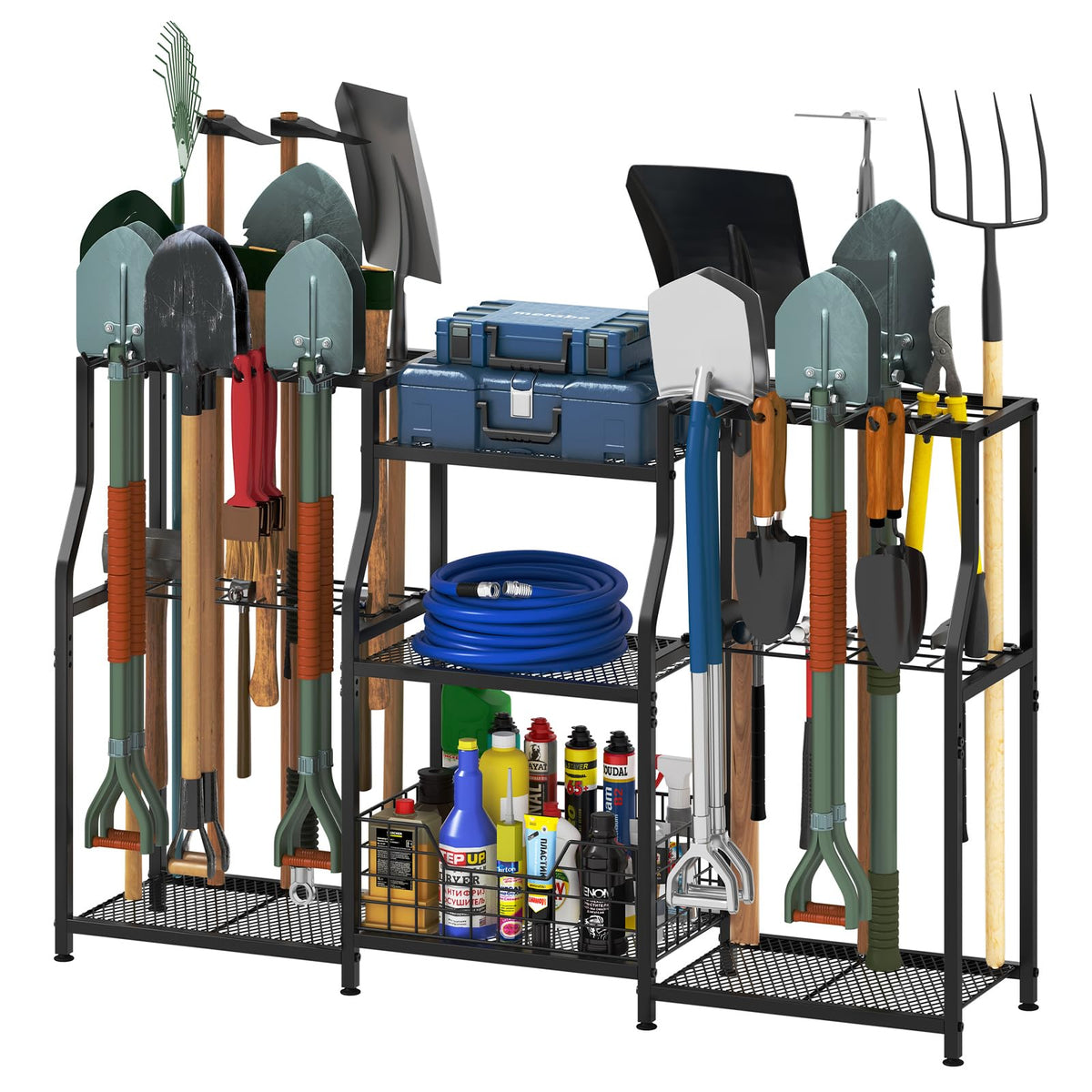 keomaisyto Garden Tool Organizer, Heavy Duty Yard Tool Tower Rack for Garage Organization and