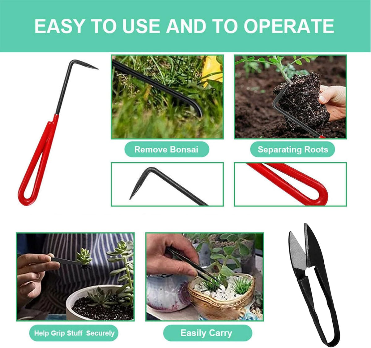Voilamart 14 Piece Bonsai Tools Kit with Case, Carbon Steel Scissor Cutter Shear Set Garden Plant