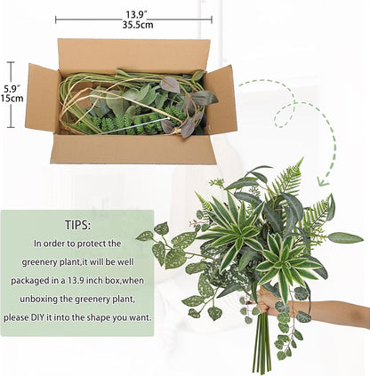 DILATATA Artificial Greenery Stems Box Set, 5 Kinds Mixed Eucalyptus Leaves Trailing Vine Plant