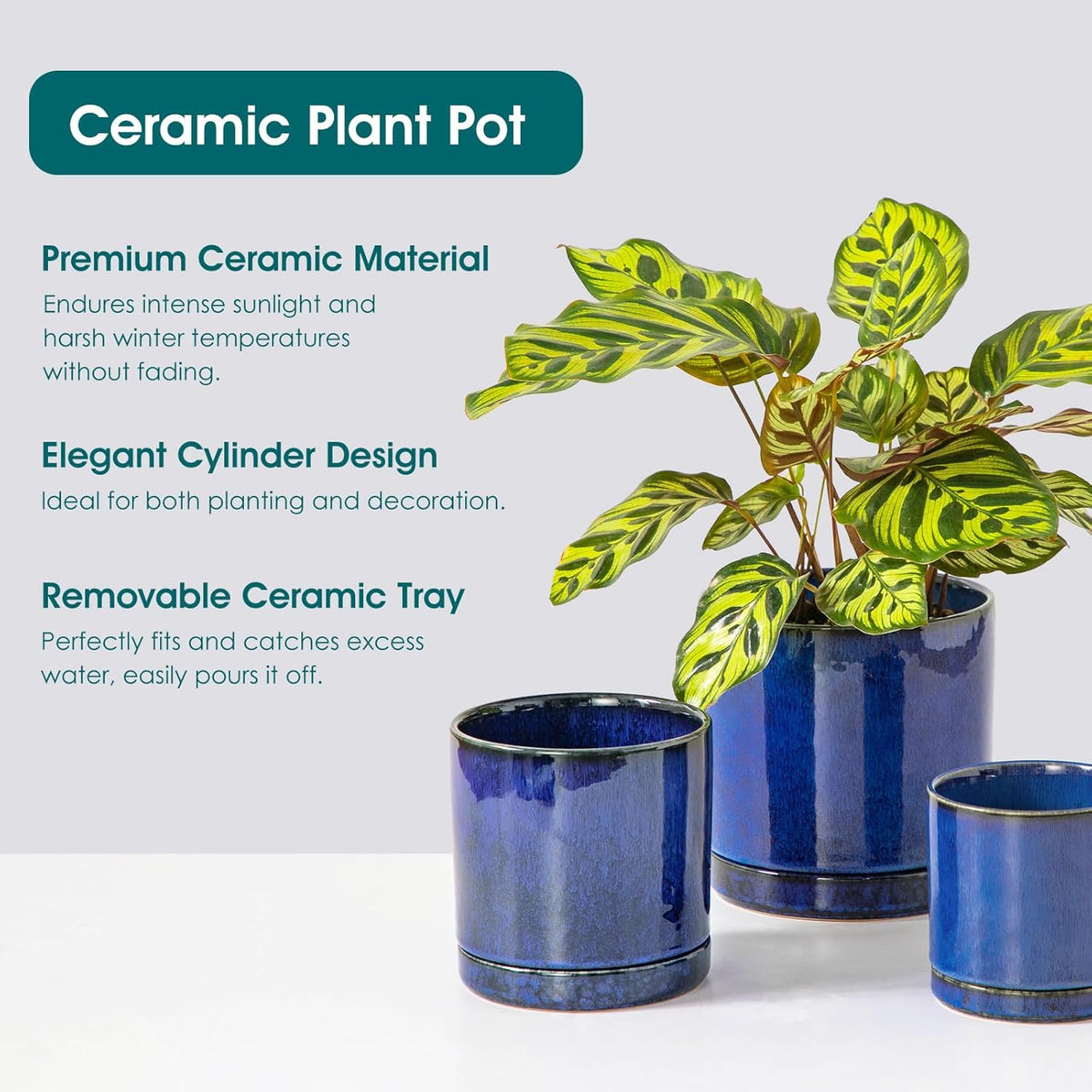 vancasso Ceramic Plant Pots, 3 Piece Planters for Indoor Plants, 4.25+5.25+6.25 Inch Flower Pots
