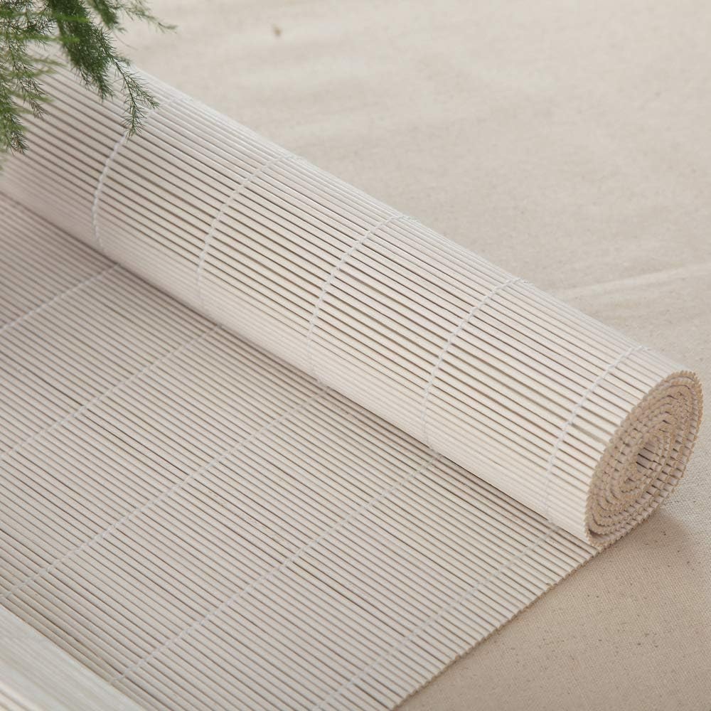 LETAU Cordless Wood Window Roller Shades, Bamboo Light Filtering Window Blinds for Outdoor Garden