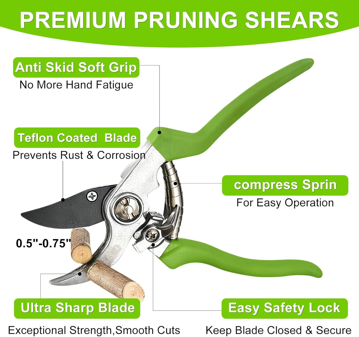 Loppers for Tree Trimmer 15" Branch Cutter Bypass Tree Clippers Rust-Resistant Blade,Tree Loppers