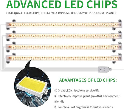 LED Plant Growing lamp, 3500K Full Spectrum Grow Light Strips for Indoor Plants with 3/9/12H Timer
