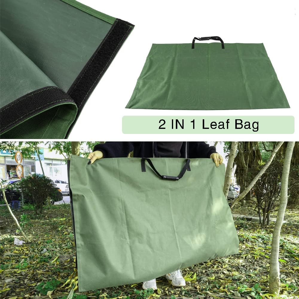Leaf Bag for Collecting Leaves Reusable Garden Yard Waterproof 2 IN 1 Leaf Tarp Waste Bags Trash