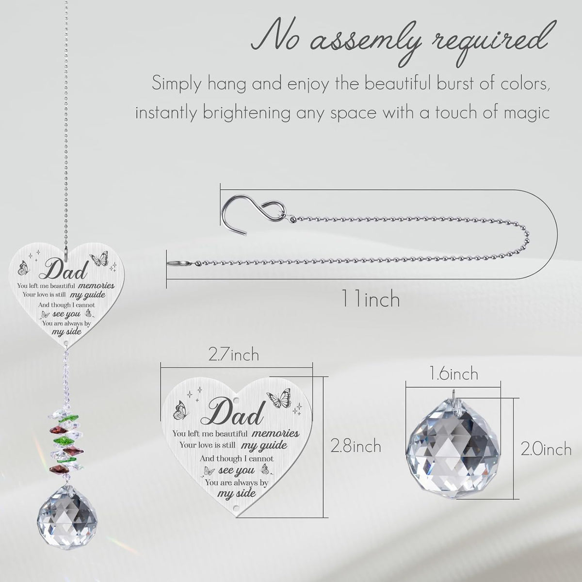Memorial Crystal Suncatcher,Memorial Gifts for Loss of Dad,Bereavement Gifts for Loss of