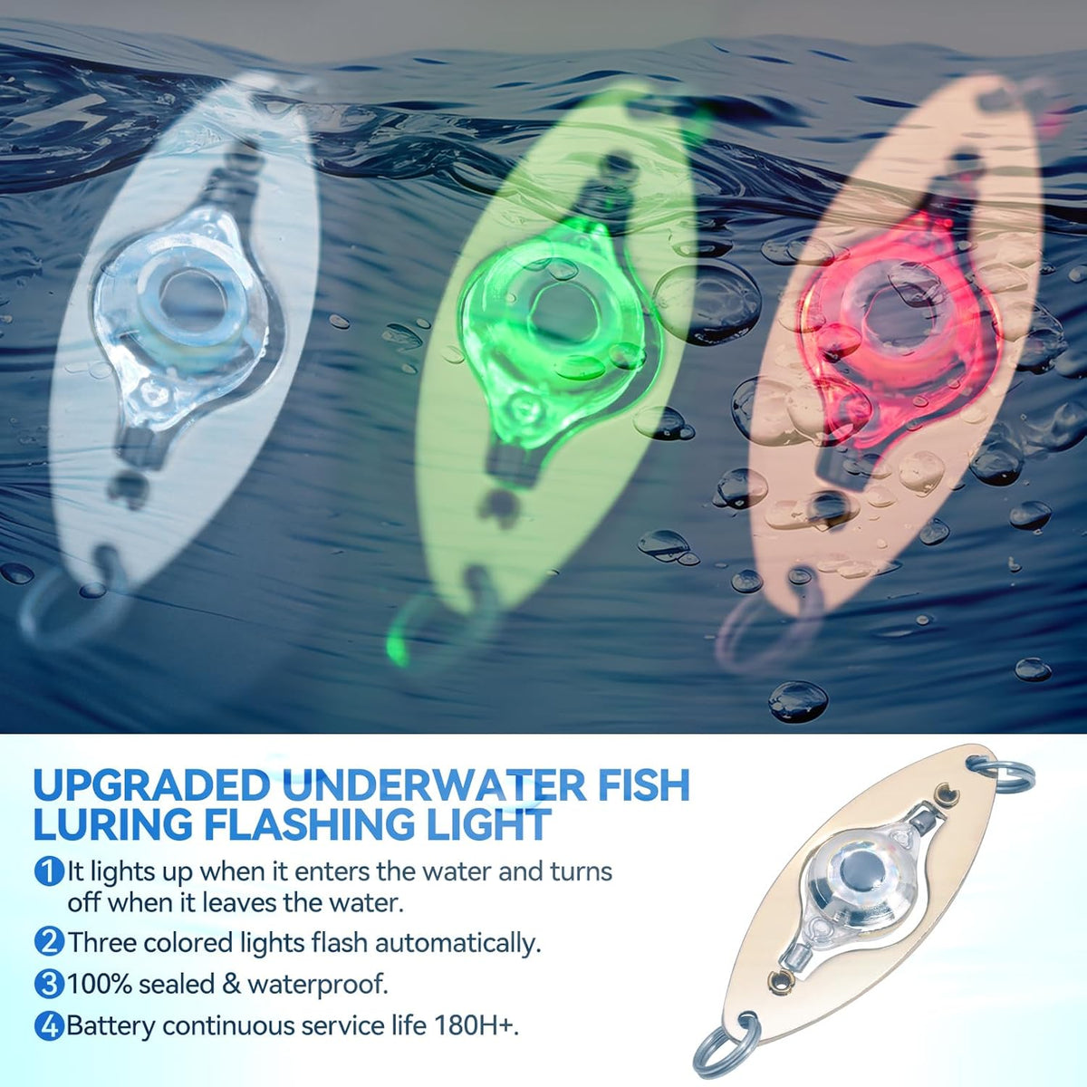 LED Underwater Fishing Lures，LED Lighted Bait Flasher，Deep Drop Fishing Lures，Fish Eye Attractive