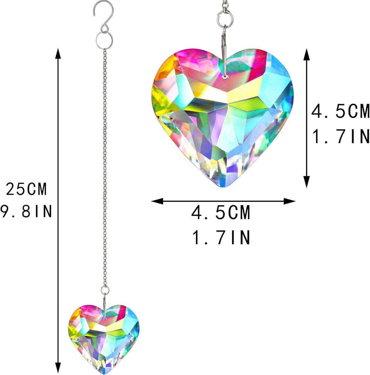 H&D HYALINE & DORA 50mm Geometry Crystal Heart Sun Catcher Prisms Hanging Suncatchers with Glass
