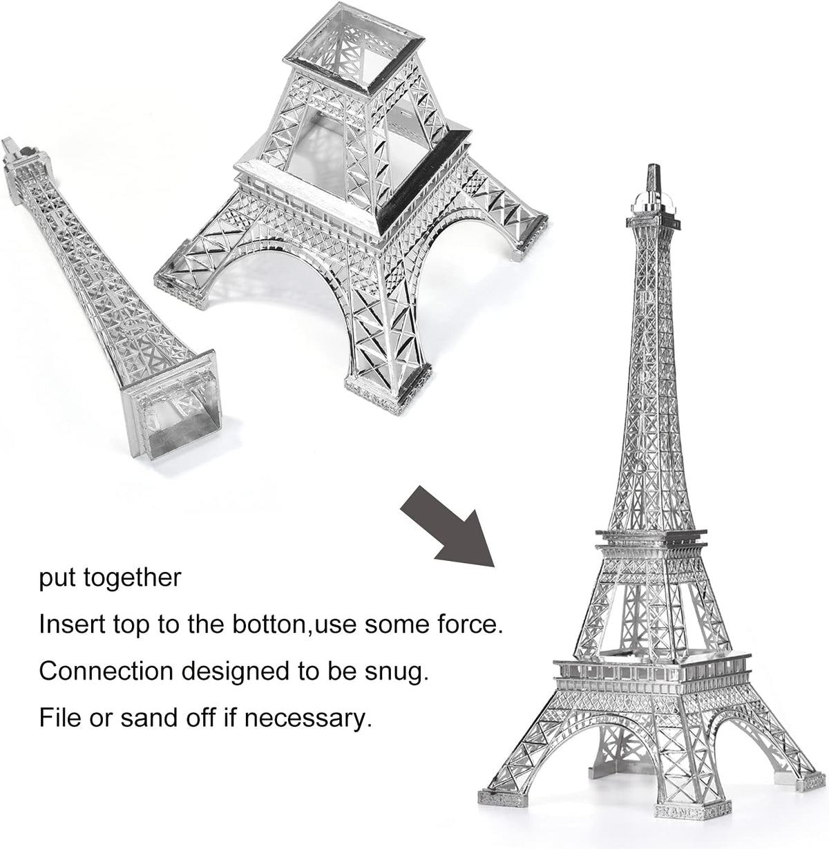 ESHATO Silver Metal Eiffel Tower Statue, 10inch Decorative Figurine Replica Stand Holder for Cake