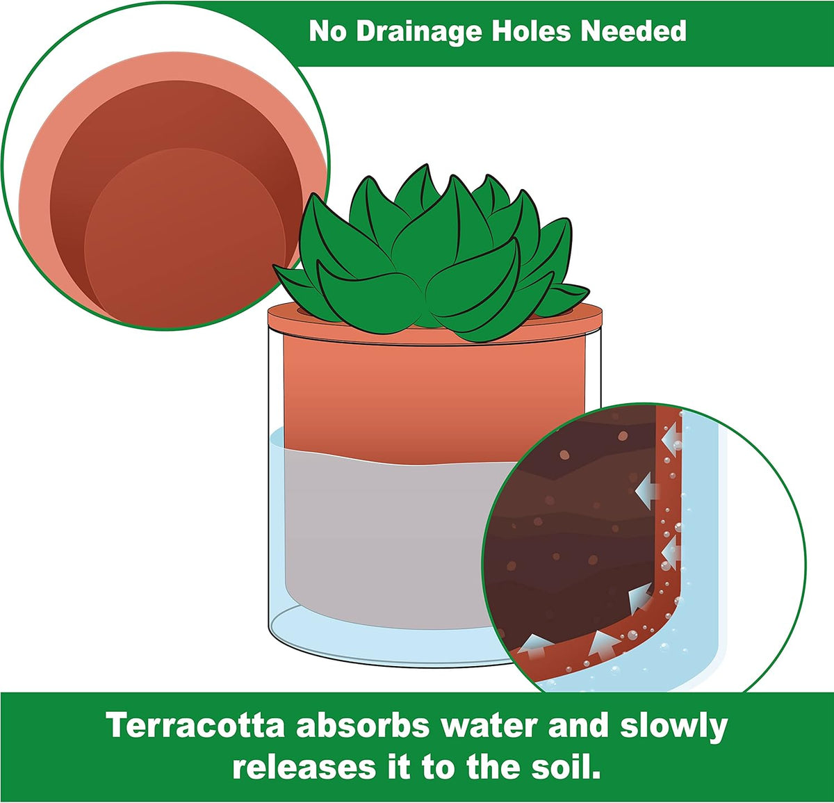 Phoenix Vine 4 Inch Self Watering Plants Pot, Design Terracotta Pot for Plants, Indoor Cylinder