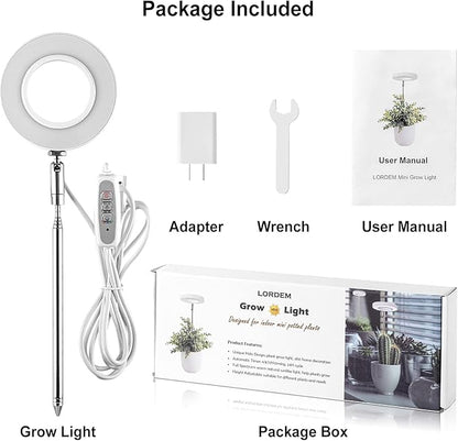 LORDEM Grow Light, Full Spectrum LED Plant Light for Indoor Plants, Height Adjustable Growing Lamp