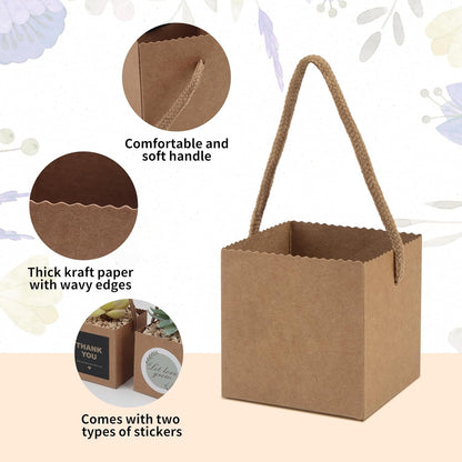 Temlum 2.5 Inch Succulent Wrap Bags (Fits 2.5″ Pots) with Thank You & Let Love Grow Stickers, Small