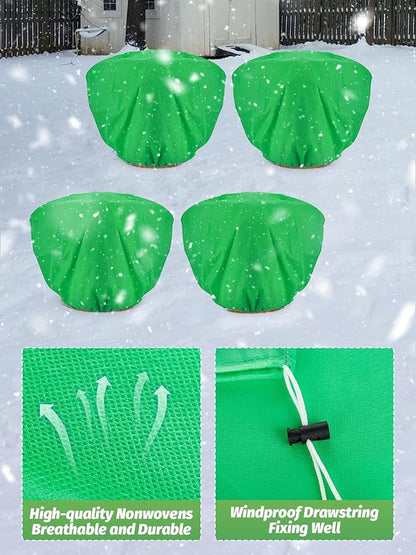 ANPHSIN 6 pcs Plant Covers Freeze Protection - 19.6in x 39.3in Winter Shrub Plant Protection Bags