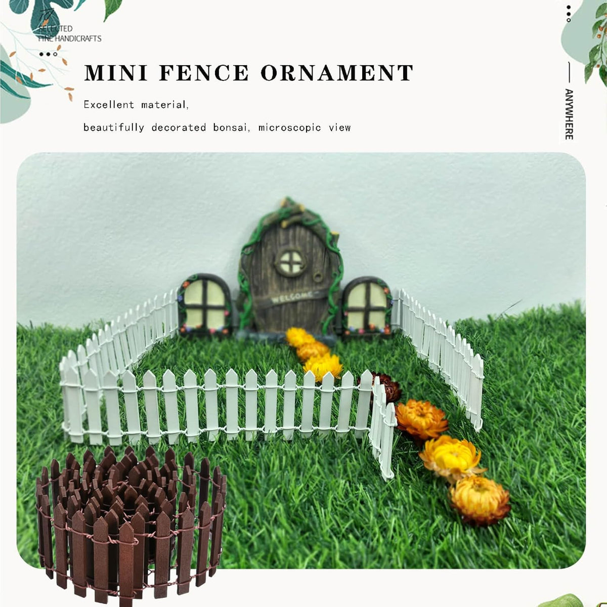 Miniature Fairy Garden Fence 35 Inches,Fairy Garden Accessories Outdoor Wood Picket Fence,DIY