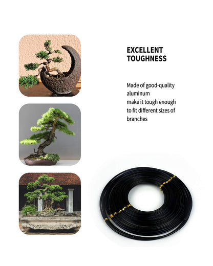 Bonsai Wire, 6 Sizes of 1mm, 1.5mm, 2mm, 2.5mm, 3mm, 4mm Black Aluminum Wire, Total 152 Feet Bonsai