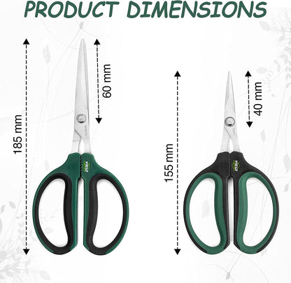 Hydroponic 2-Pack Bonsai Scissors and Plant Trimming Shears Set - Stainless Steel Pruning Shears