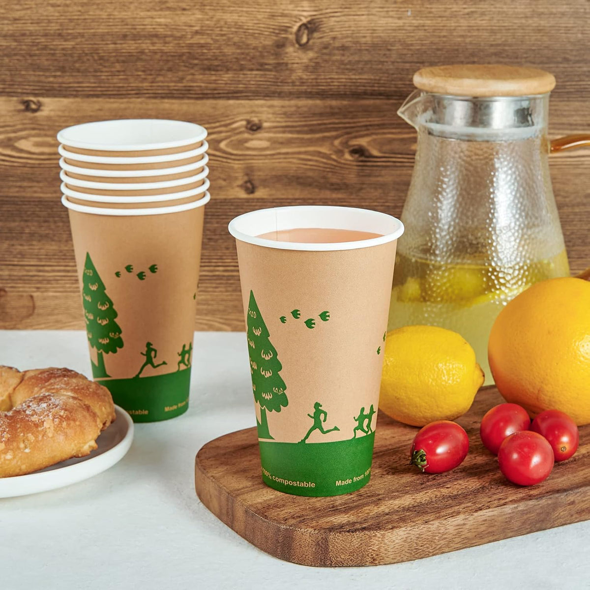 ECOLipak 210 Count 16 oz Paper Cups, 100% Compostable Paper Coffee Cups with PLA Lined, Disposable