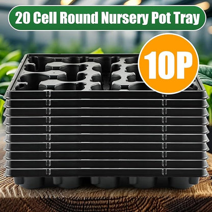 20 Cell Plant Trays for Carrying 3 inch Round Nursery Pots, Sturdy Plastic Trays Suitable for