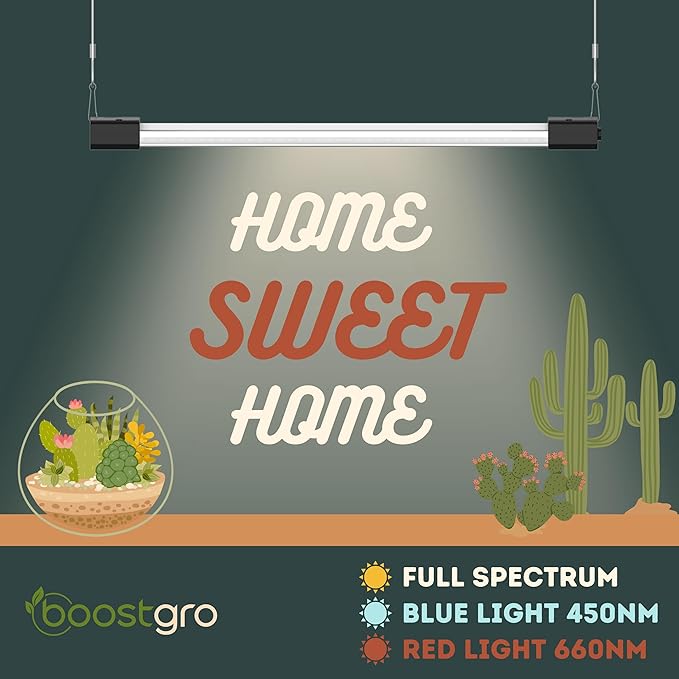 4FT LED Succulent Terrarium Plant Grow Light Linkable Full Spectrum Daylight with Enhanced 660nm