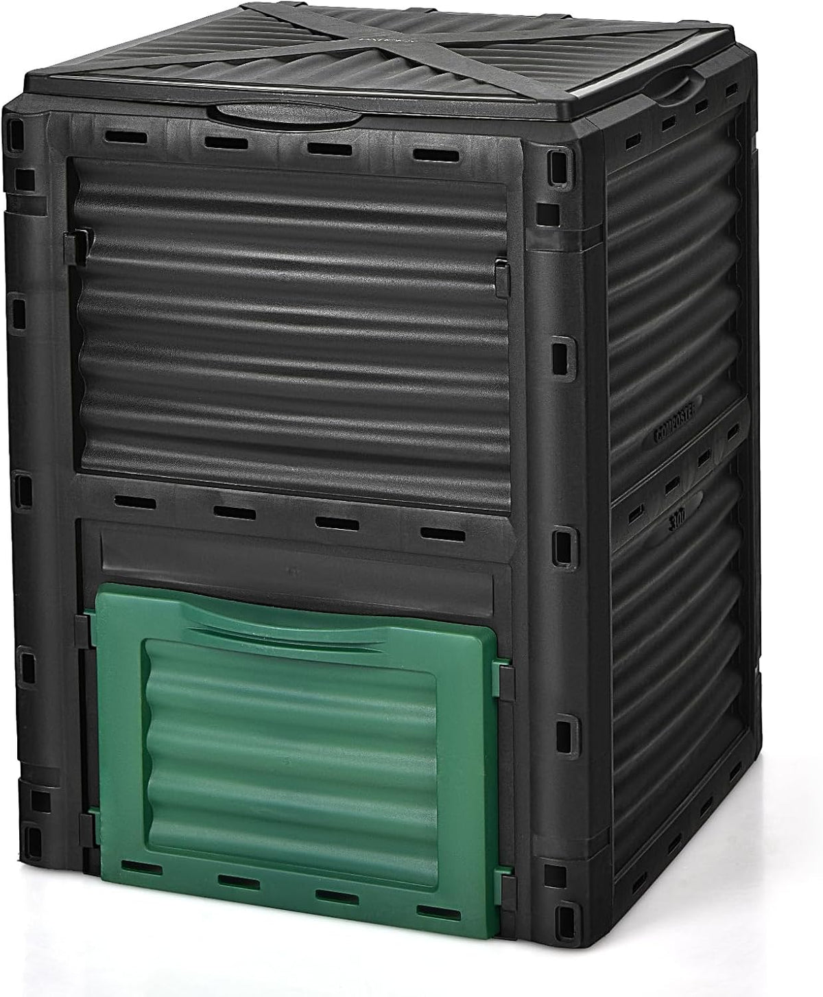 Compost Bin Outdoor, 80 Gallon Garden Compost Bin with Top Lid & Bottom Door, Aerating Outdoor