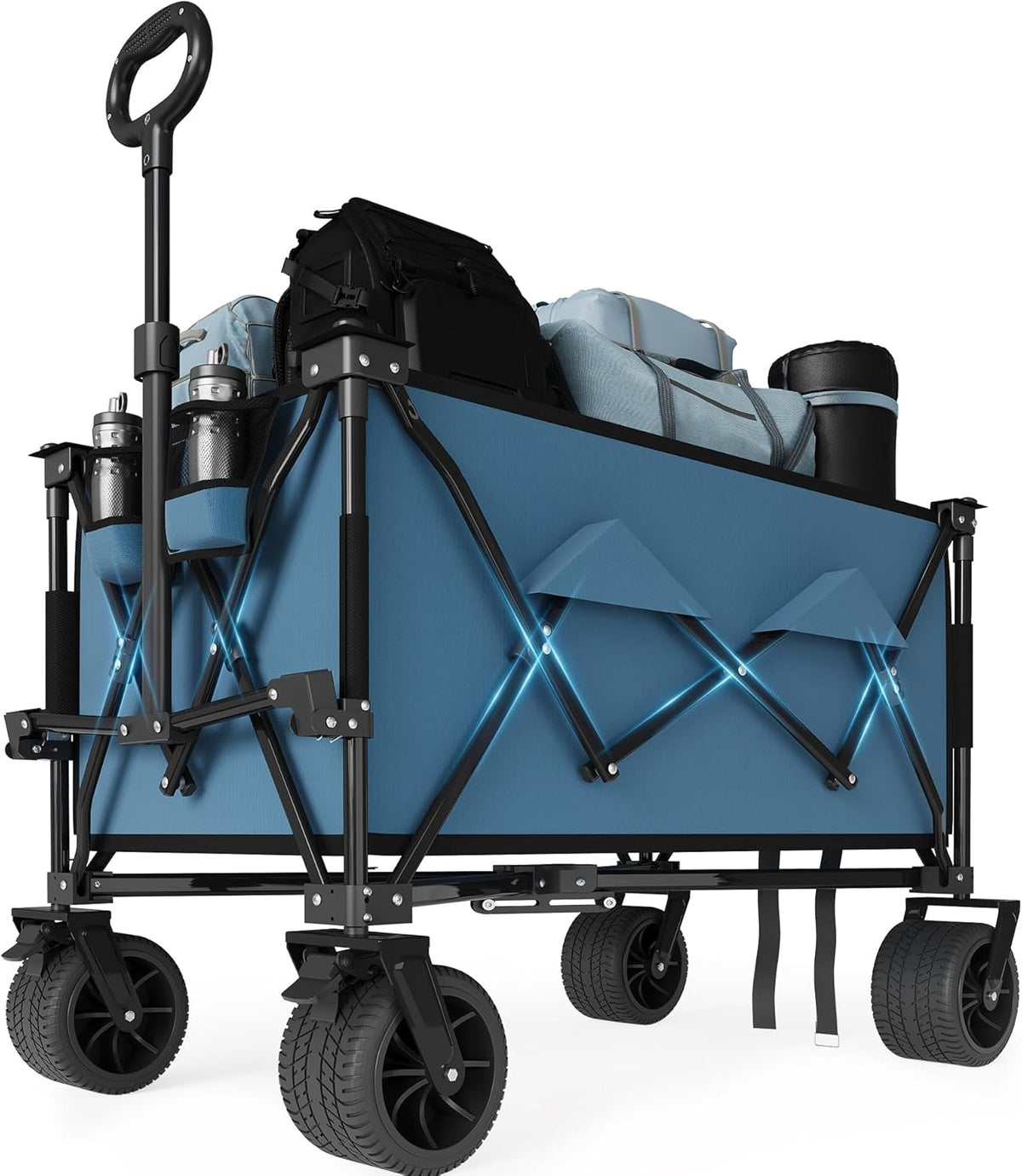 35" Foldable Wagon for Beach with 350lbs Weight Capacity, Heavy Duty 280L Extra Large Collapsible