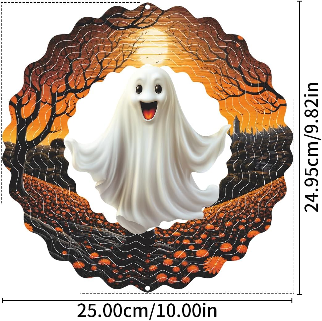 Hanging Wind Spinner Halloween Decor 10 Inch 3D Stainless Wind Spinner for Hanging Outdoor Holidays