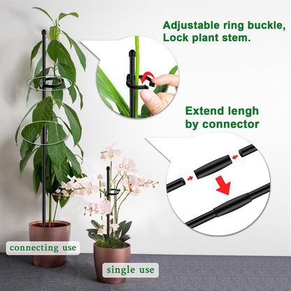 Plant Stakes 17inch &11inch SupKing Adjustable Length Plant Support Stake 16Pcs Black Orchid Stick