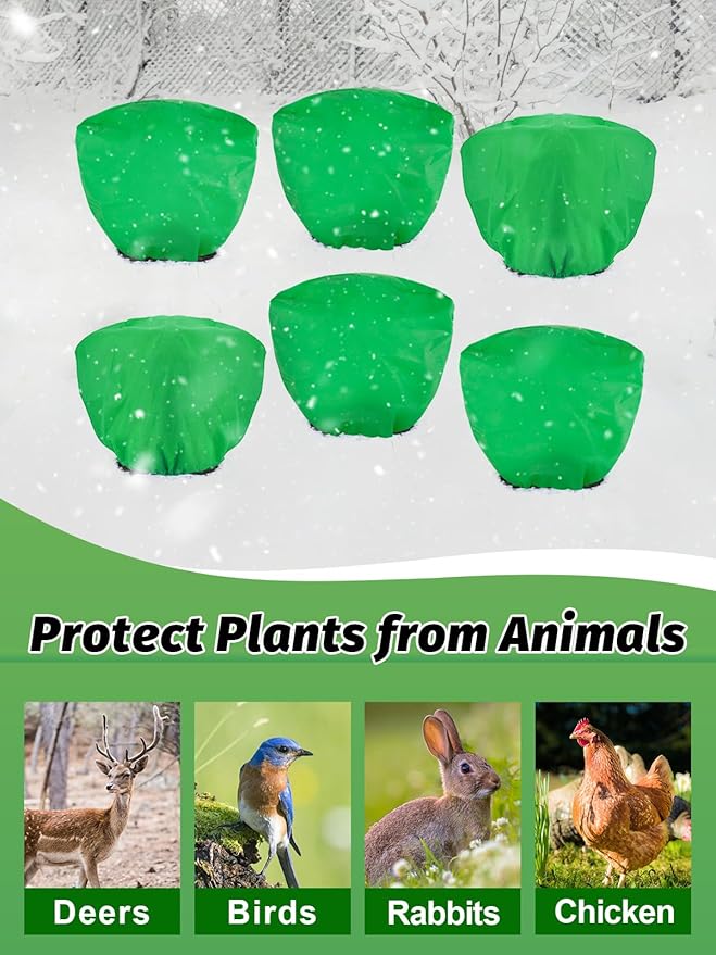 ANPHSIN 6 pcs Plant Covers Freeze Protection - 19.6in x 39.3in Winter Shrub Plant Protection Bags