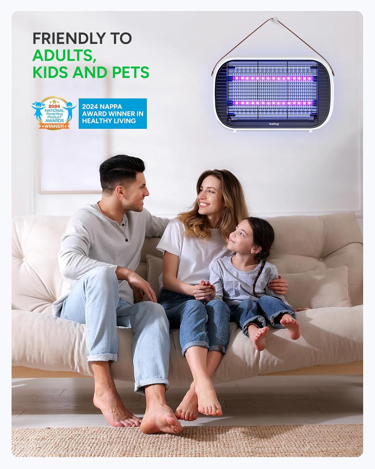 Buzbug LED Bug Zapper Indoor, 10 Years Lifespan Lamp Sustainable Less Power, Durable High-Voltage