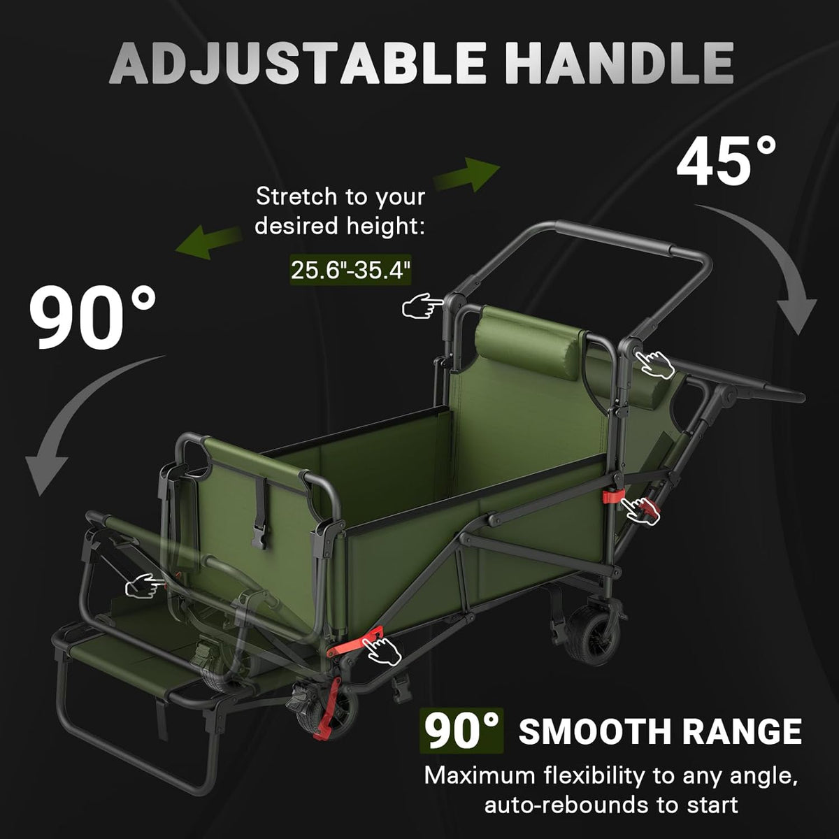 LEVELEVE Heavy Duty Folding Wagon - 2-in-1 Collapsible Cart, 400lb Capacity, All-Terrain Wheels