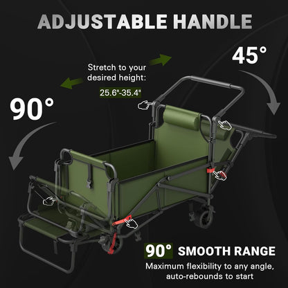 LEVELEVE Heavy Duty Folding Wagon - 2-in-1 Collapsible Cart, 400lb Capacity, All-Terrain Wheels