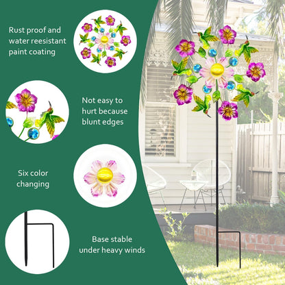 Solar Wind Spinners Outdoors for Yard and Garden - 40 Inch Metal Wind Sculpture, Outdoor Kinetic