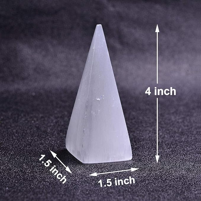 JIC Gem 2pcs Selenite Pyramid 4" Crystal Point White Reiki Healing Crystal Stone for Energy