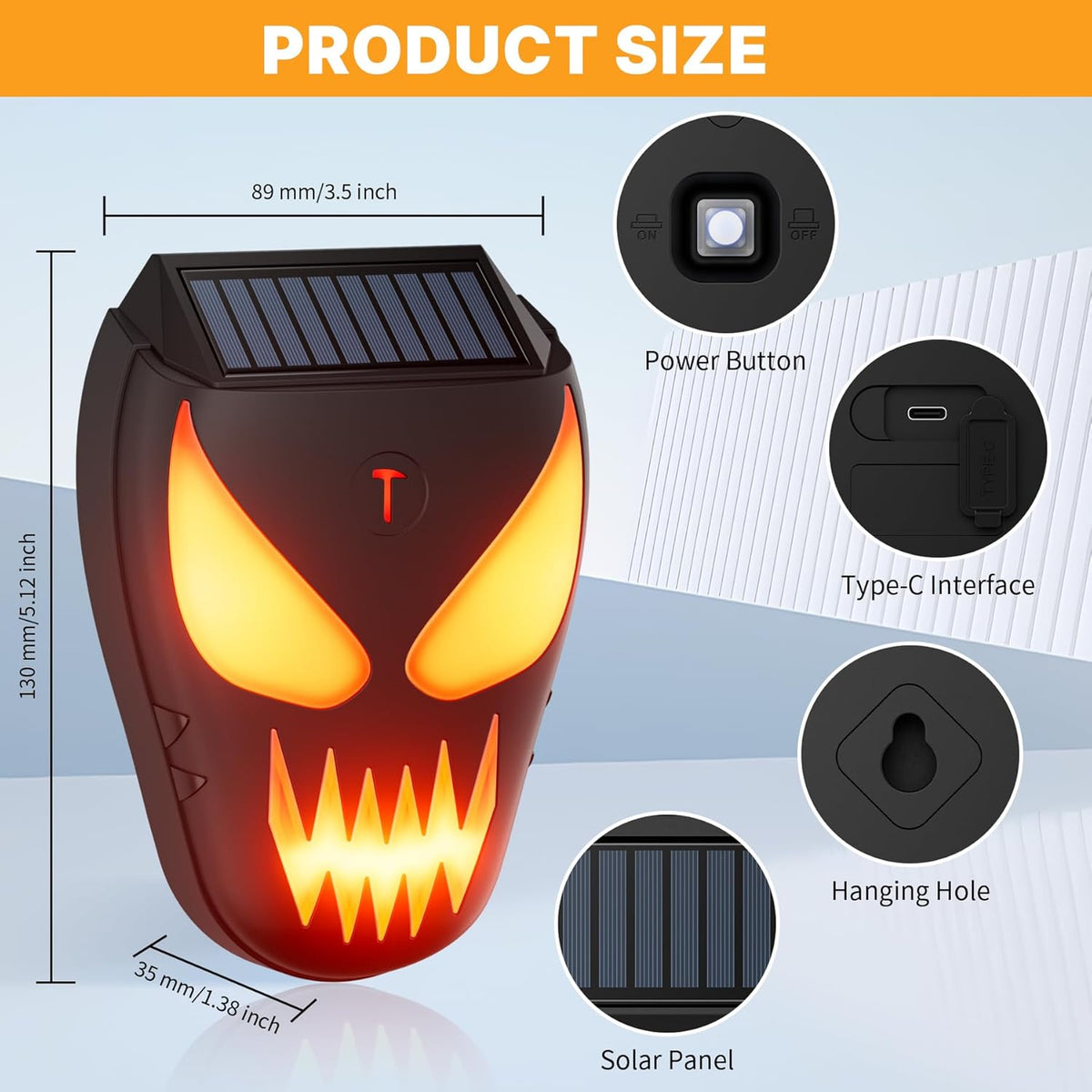 Solar Nocturnal Animal Repeller with Flickering Flame, Waterproof Solar Racoon Repellent Outdoor