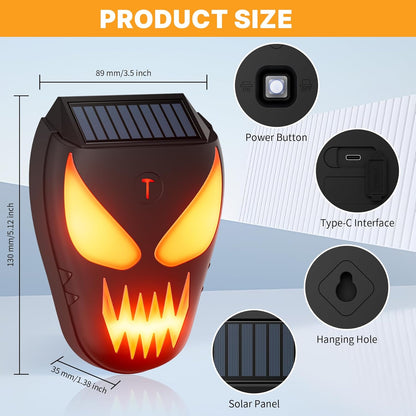 Solar Nocturnal Animal Repeller with Flickering Flame, Waterproof Solar Racoon Repellent Outdoor