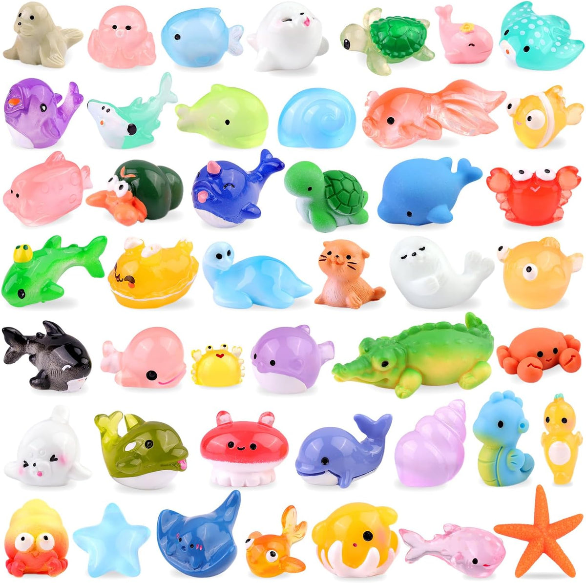 45PCS Mini Resin Animals Tiny Cute Ocean Figurines, Miniature Sea Figures to Hide, Little Animal