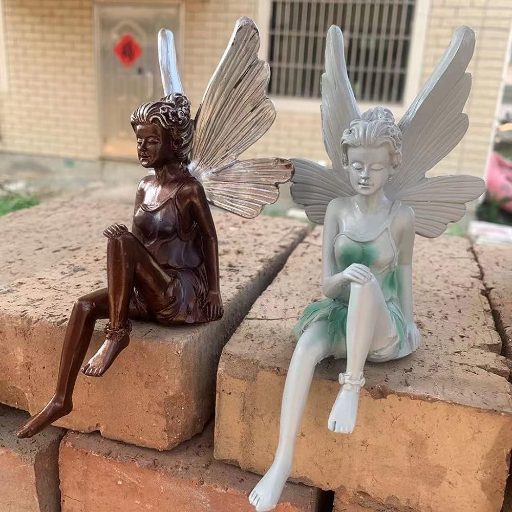 Angel Figurine Outdoor Garden Fairy Statue, 9 ''Garden Sculpture Resin Angel Craft Home Table