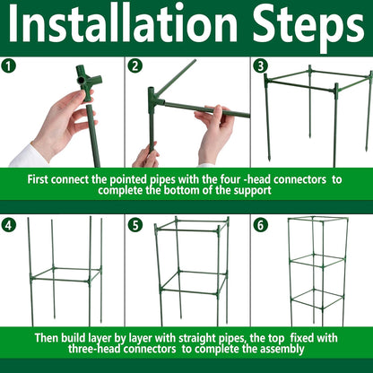 3 Packs 47 x 16 x 16 Inch Garden Tomato Cages with 17.7 Gallon Grow Bags- Square Plant Support