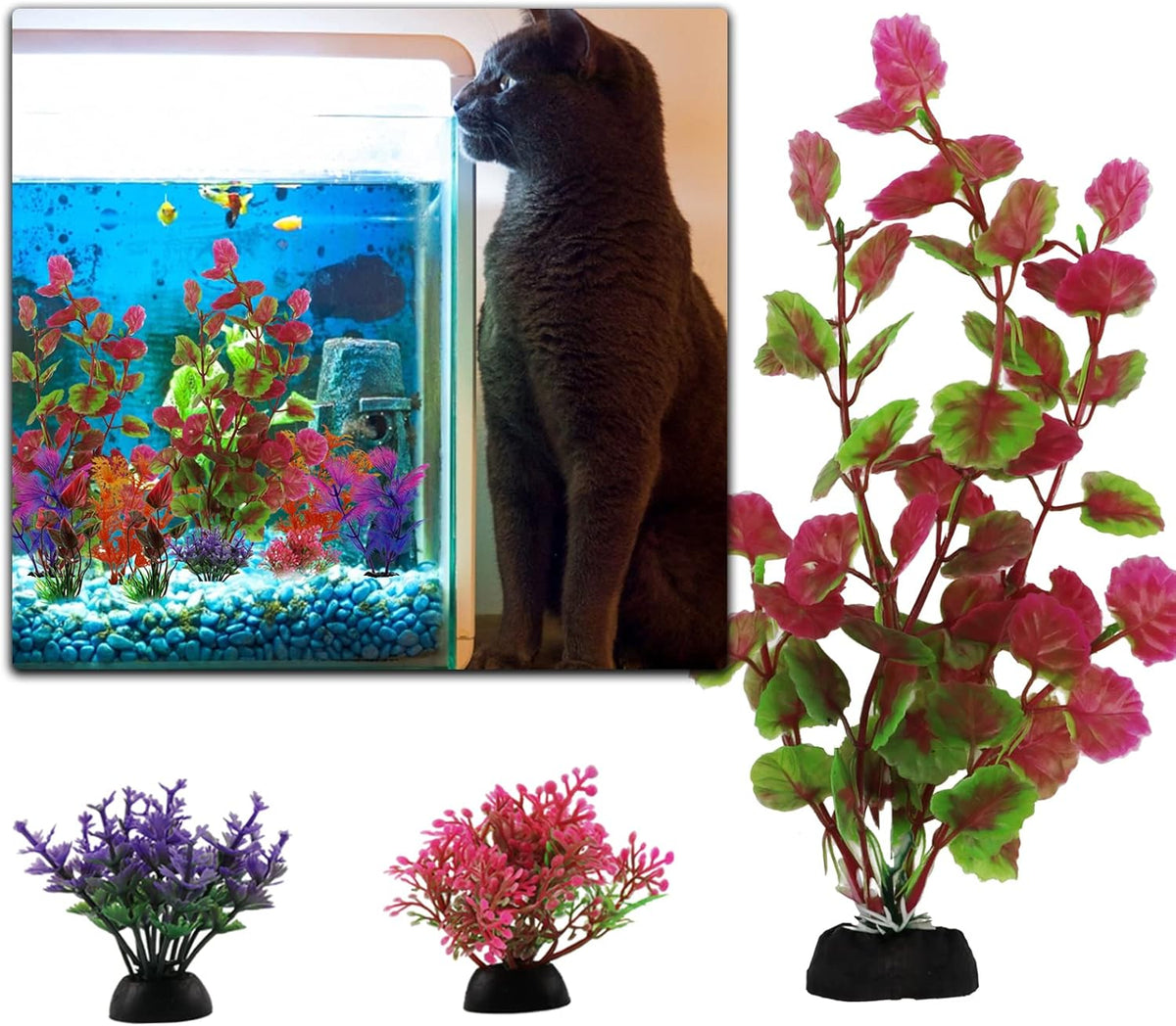 Aquarium Decorations Plants, 10pcs Aquarium Decor Colorful Plants, Fish Tank Accessories, Fish Tank
