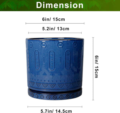 6 Inch Plant Pot - Ceramic Planter for Outdoor Plants Indoor Plant Pot with Drainage Holes and