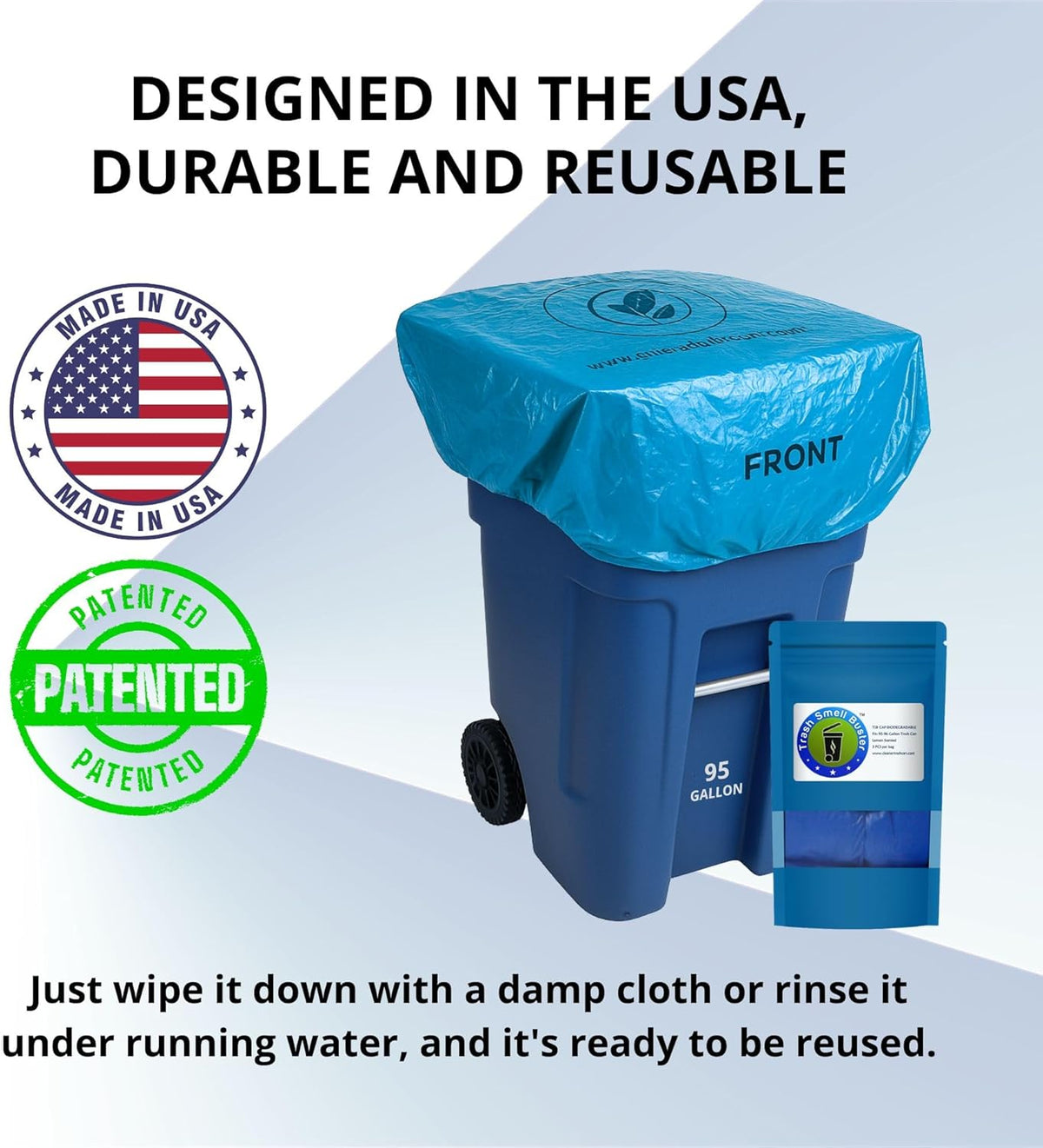Trash Can Cover Biodegradable Odor Eliminating Bag with Elastic Rubber Band Lemon Scented Durable