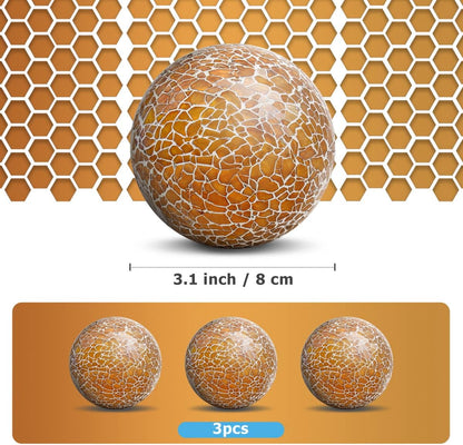 3 PCS 3.35inch Decorative Glass Orbs Mosaic Sphere Balls Bowls Vases Tray Solid Gradients