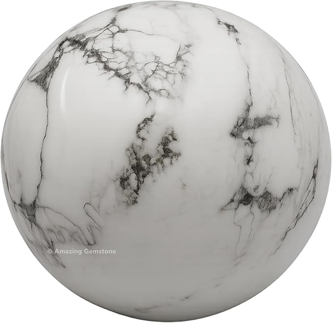 Amazing Gemstone Howlite Crystal Ball with Stand - 2 Inches Crystal Sphere Meditation Balls for