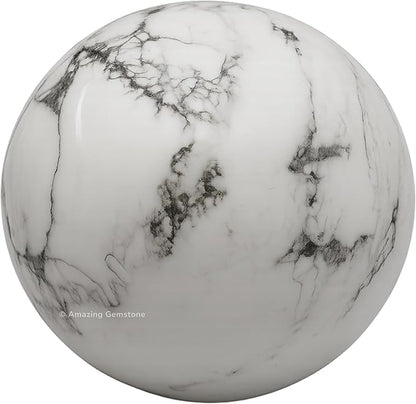 Amazing Gemstone Howlite Crystal Ball with Stand - 2 Inches Crystal Sphere Meditation Balls for