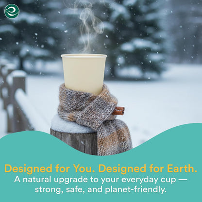 ECO SOUL 100% Compostable Plant-Based 12oz Hot Cups | (50 Count, 12 oz Hot Cups) | Disposable