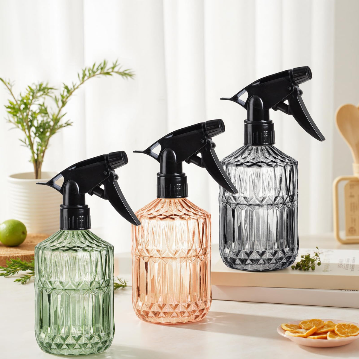 Sincengel Glass Plant Mister Bottle - 13.5 oz Refillable Leak Proof Water Spray Bottle for Indoor