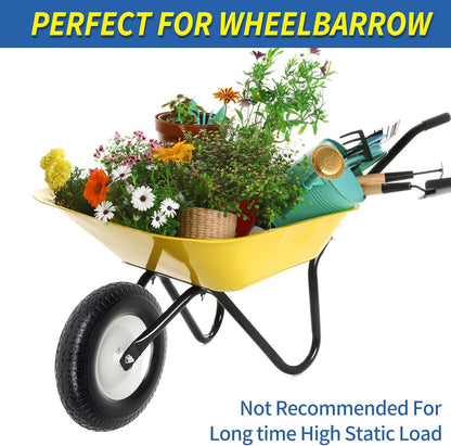 4.80/4.00-8" Flat-Free Tire and Wheel 16" Solid Wheelbarrow Tire, 6" Centered Hub, 5/8" Axle Bore