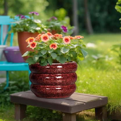 SQOWL 10 Inch Plant Pots - Ceramic Planter for Indoor Plants, Ceramic Plant Pot with Drainage Hole