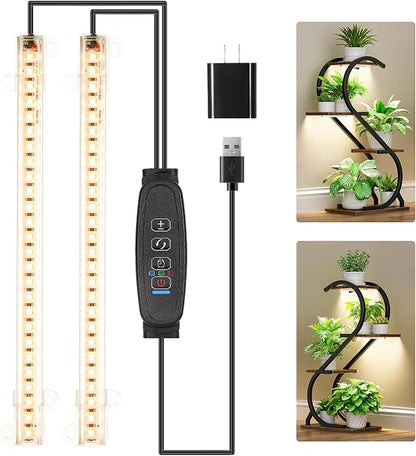 8.6'' Mini LED Grow Light Strips, Full Spectrum 3000K, 52 LED Plant Light with 3/9/12H Timer, 10