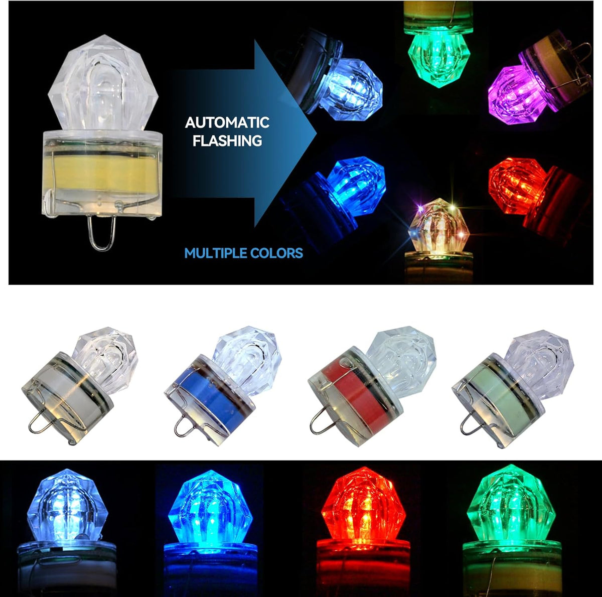 LED Underwater Fishing Lures，LED Lighted Bait Flasher，Deep Drop Fishing Lures，Fish Eye Attractive