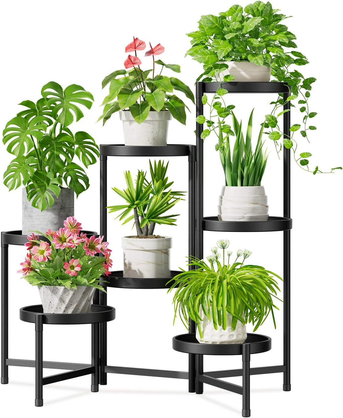 iDavosic.ly 7 Tier Large Plant Stand Indoor with 10 Inch Wide Tray, Tiered Corner Metal Outdoor